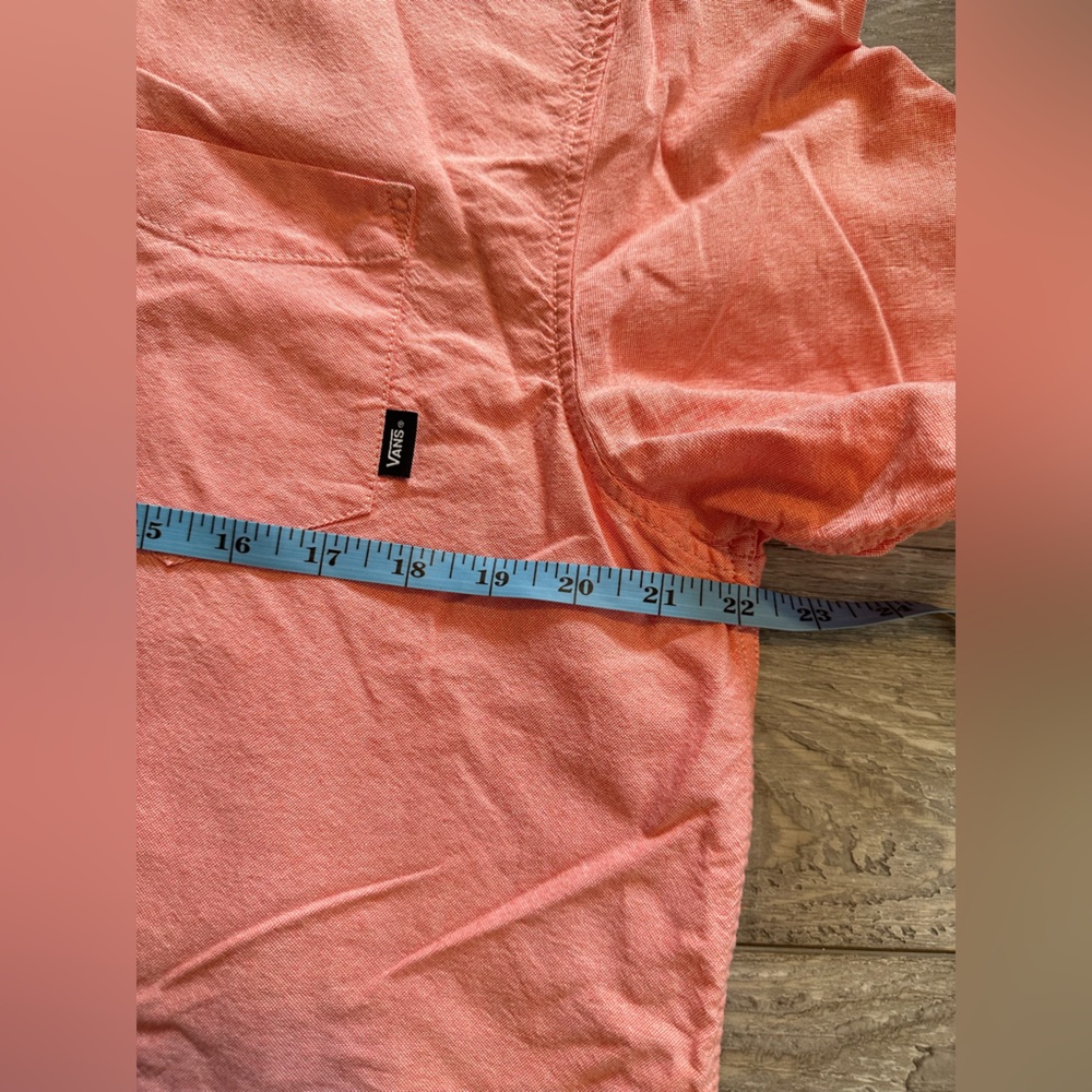 Vans Off The Wall Button Down Shirt - Large Classic Fit Pink/Salmon 100% Cotton - Picture 4 of 7